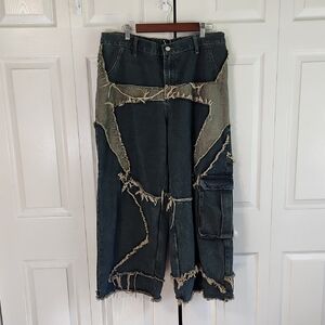 ROMWE Womens Vintage Star Distressed Jeans 2X Grunge Punk Rave Streetware‎ Y2K